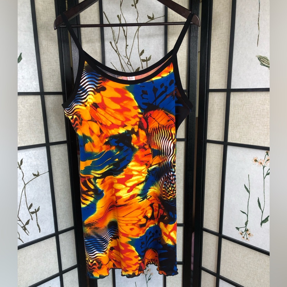 4 for 25$ Colorful Beach Dress. Summer Spaghetti Straps Mini Dress. Size Large.